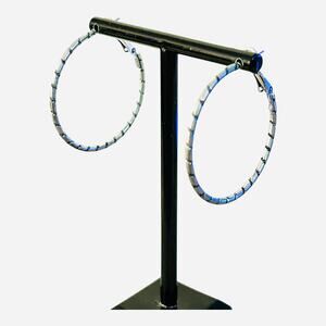 Vintage Silver Tone Textured Hoop Earrings